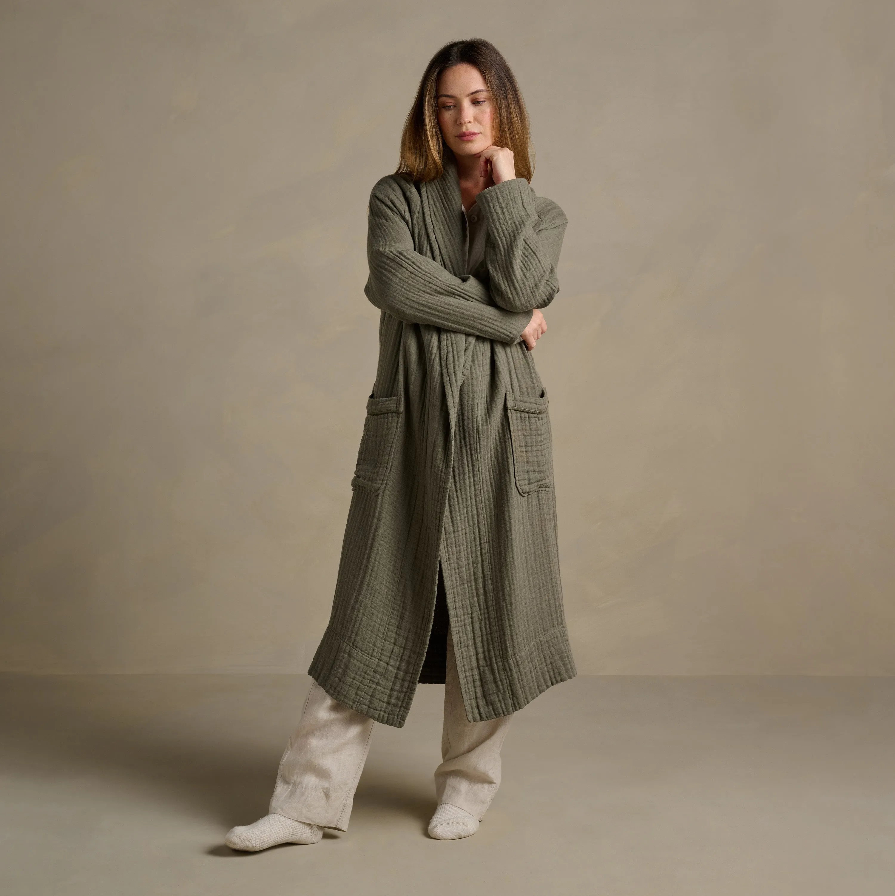 The Dream Cotton Robe - Moss