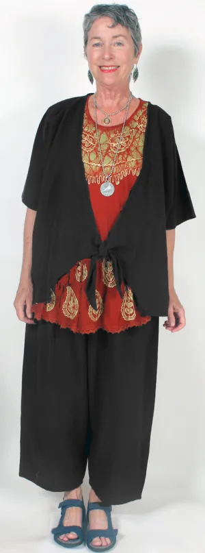 Tienda ho Linen Tie-It Up Jacket Boho Resort Wear Hippie Chic Plus Sml-2x
