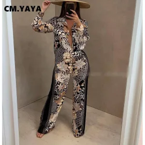Two Piece Set Outfits Button Up Blouse Shirt Tops and Pants Elegant Tracksuit