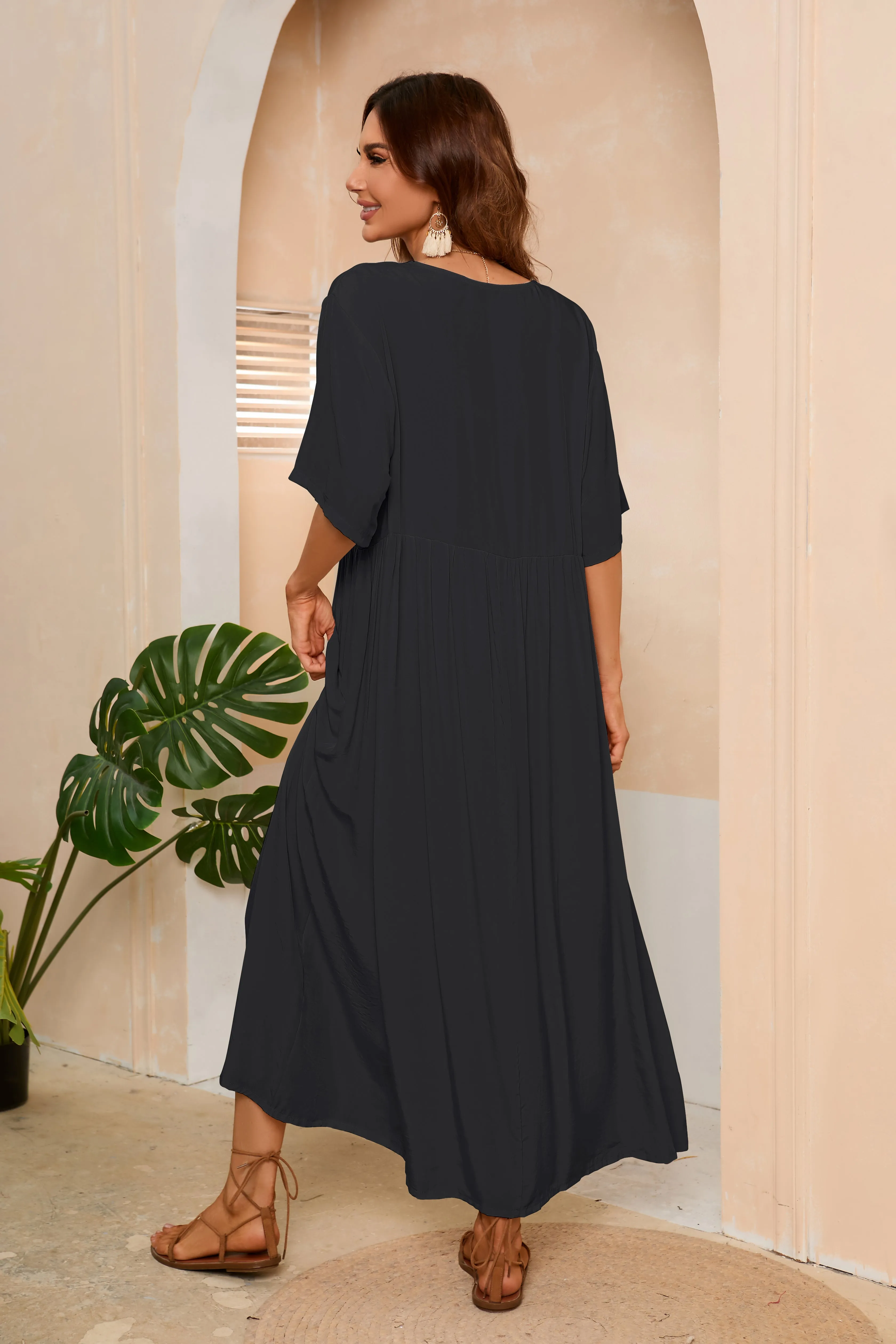 V-Neck Women's Kaftan Loungewear & Long Cover-Ups