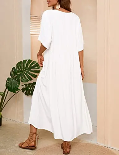 V-Neck Women's Kaftan Loungewear & Long Cover-Ups