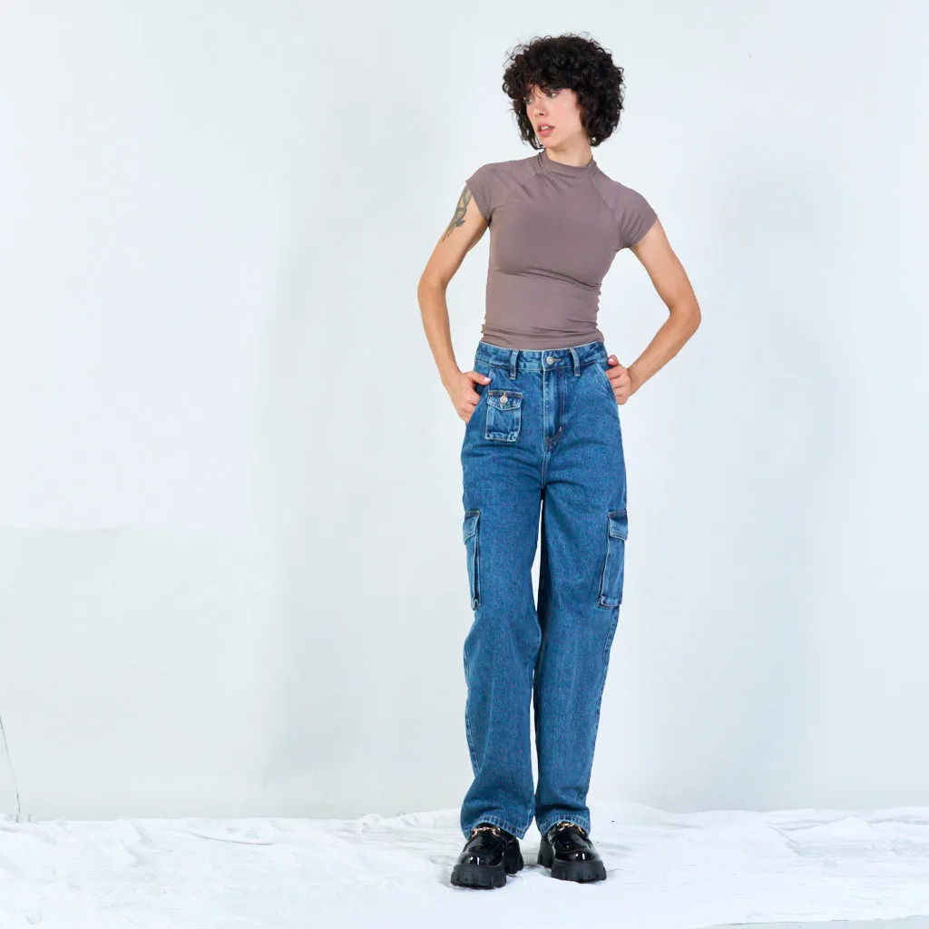 Vintage-inspired high-waist cargo jeans wholesale
