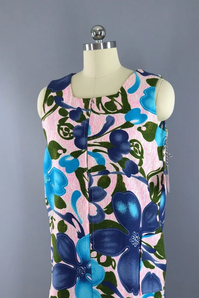 Vintage Pink and Blue Aloha Sundress