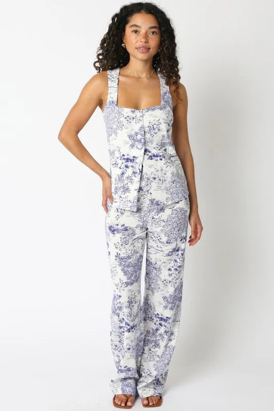 Waitlist 2/20 ♥ Caylee High Waist Abstract Print Wide Leg Pants White