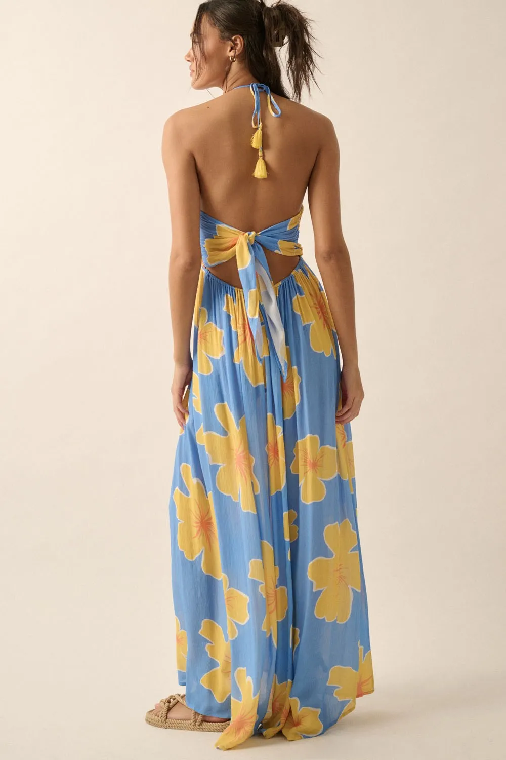 Walk On The Beach Halter Maxi Dress
