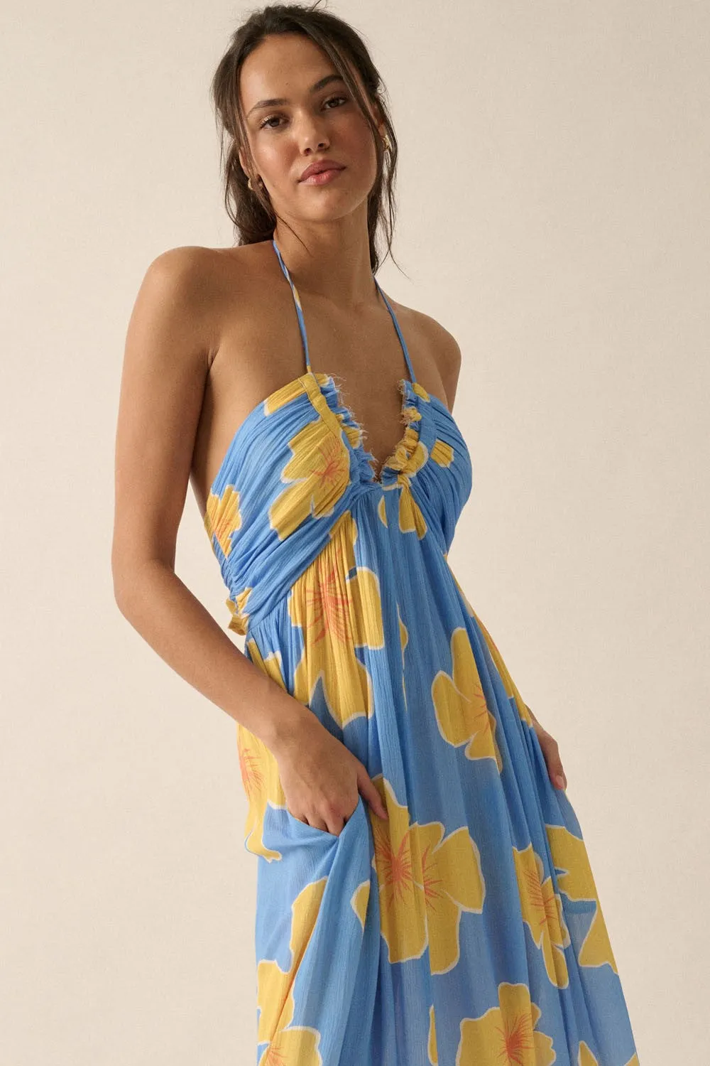 Walk On The Beach Halter Maxi Dress