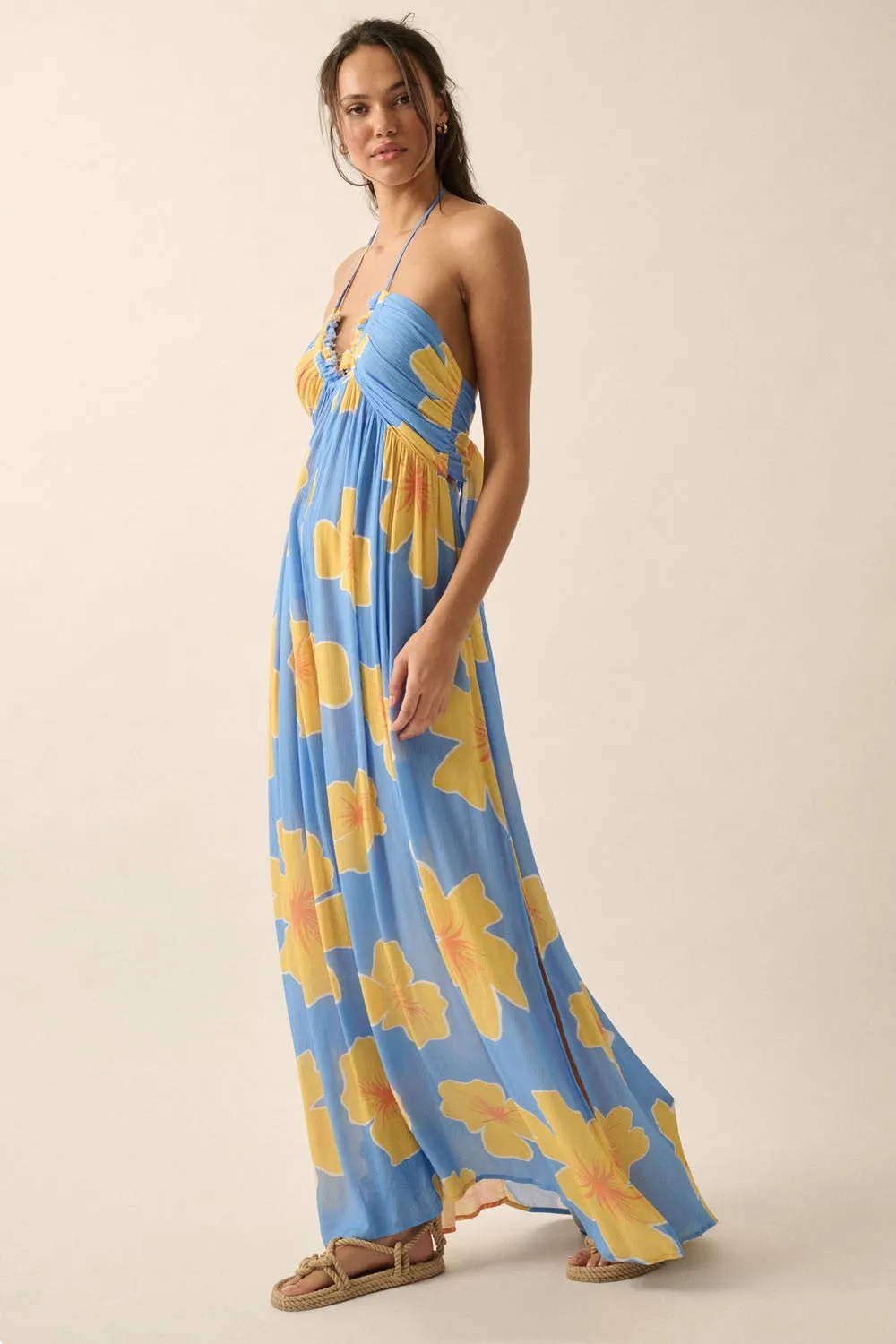Walk On The Beach Halter Maxi Dress