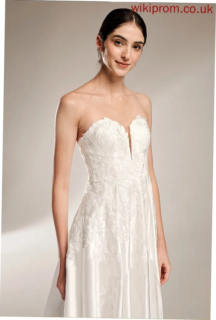 Wedding Ball-Gown/Princess Train Chapel Front With Dress Sweetheart Lace Satin Wedding Dresses Larissa Split