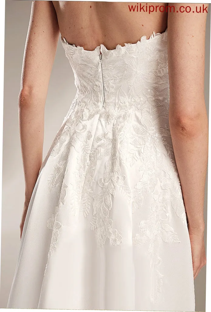 Wedding Ball-Gown/Princess Train Chapel Front With Dress Sweetheart Lace Satin Wedding Dresses Larissa Split