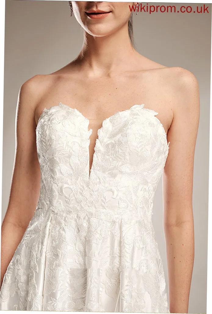 Wedding Ball-Gown/Princess Train Chapel Front With Dress Sweetheart Lace Satin Wedding Dresses Larissa Split