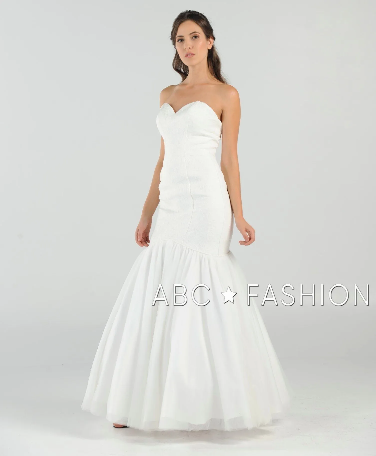 White Strapless Mermaid Dress by Poly USA 8278