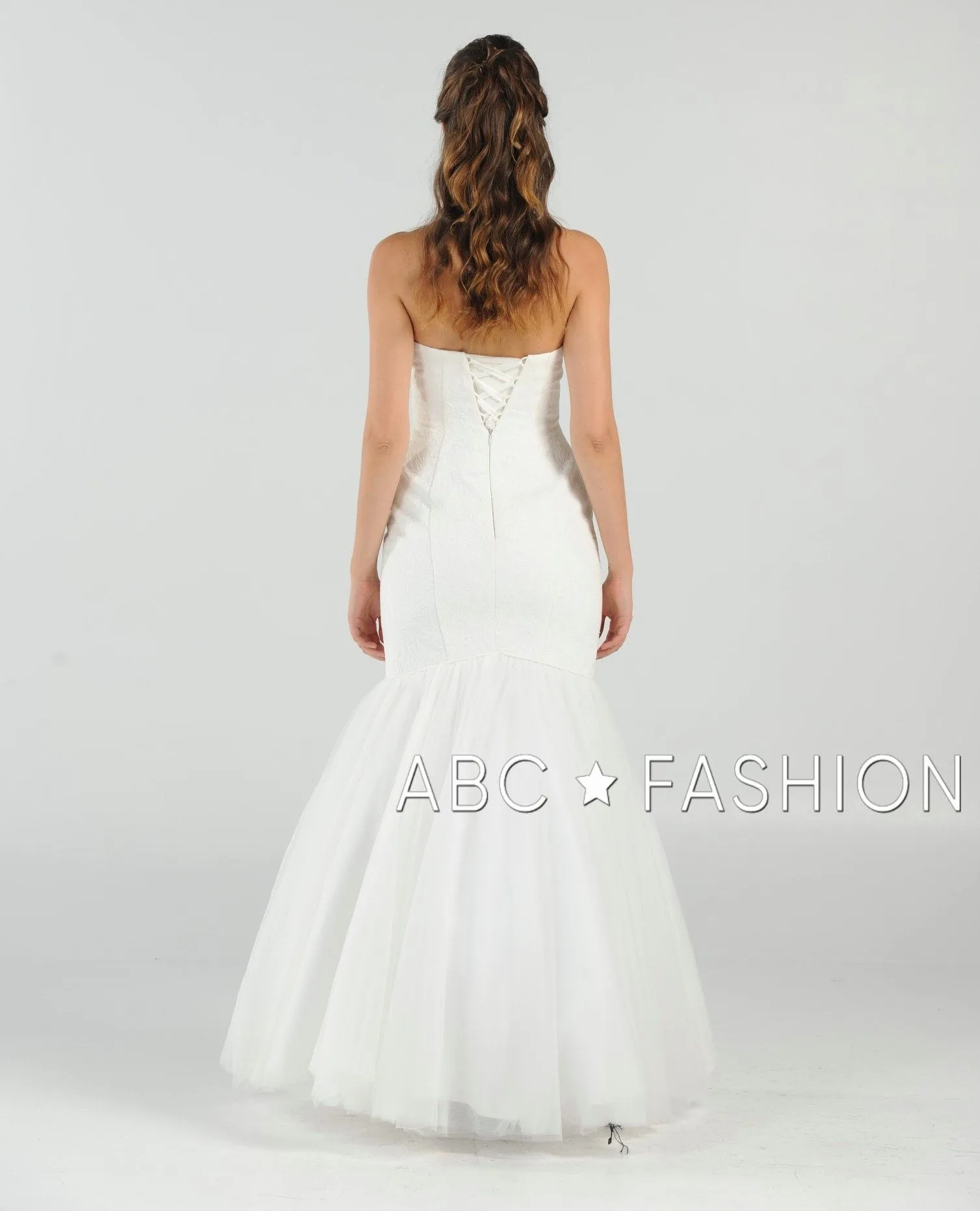 White Strapless Mermaid Dress by Poly USA 8278
