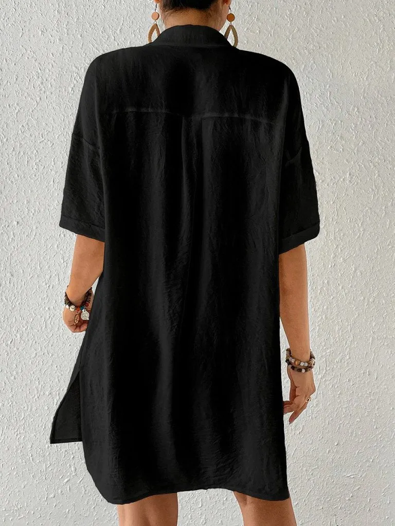 White/black Beach Shirt Dress