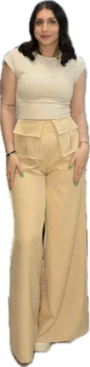 Wide Leg Front Pocket Trouser