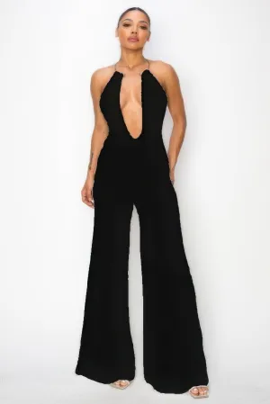 Wide Leg Jumpsuit W/ Choker