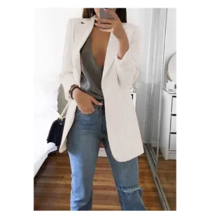 Women Blazer Casual Work Office Open Front Blazer Jacket Cardigan Solid Color with Pockets