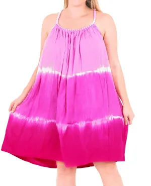 Women Embroidered Hand Tie Dye Swimwear Beach LOOSE Bikini Cover ups Caftan Pink