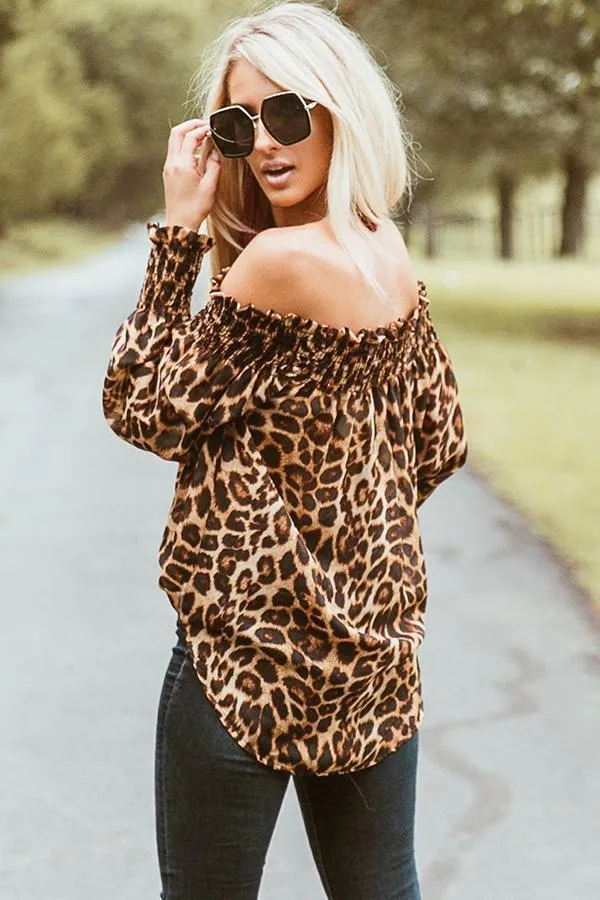 Women Leopard Shirts Off Shoulder Printing Loose Tops Pullovers Chic Ladies Blouse Stylish Femme Blusa Shirt Clothing