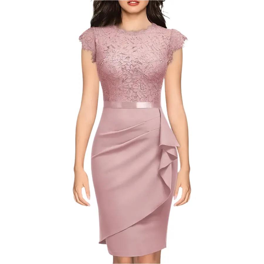 Women’s Elegant Lace Bodycon Dress – Sexy Evening, Wedding, Party, Office, and Birthday Fashion – Stylish Club Vestidos for Women