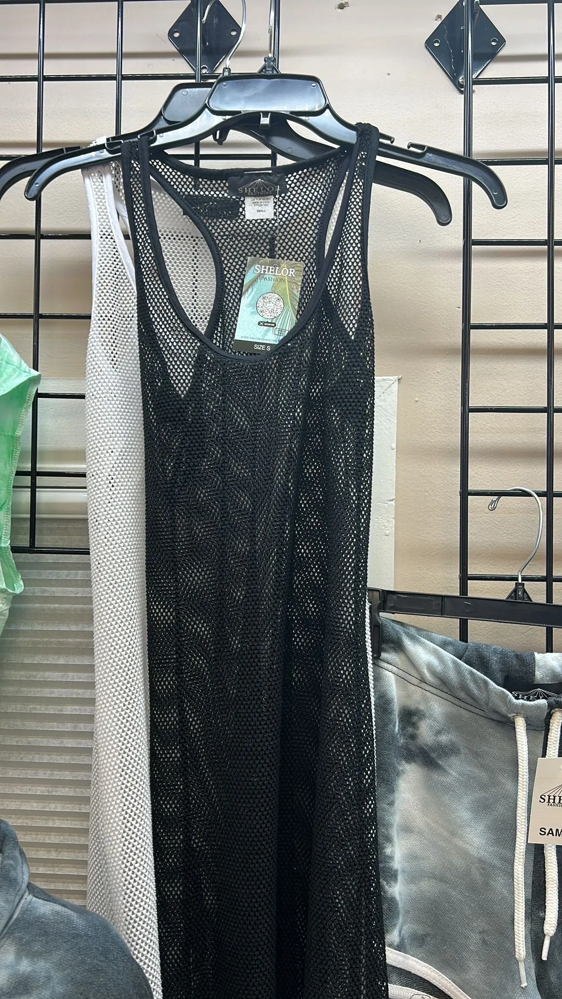 Women's Fish net sleeveless Beach Dress With Side Slit See Through Bikini Cover