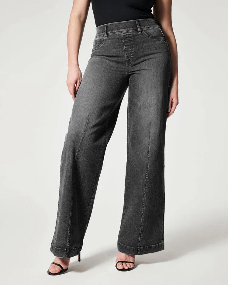 Women's High Waisted Wide Leg Pants – Mid Waist Straight Jeans Trousers