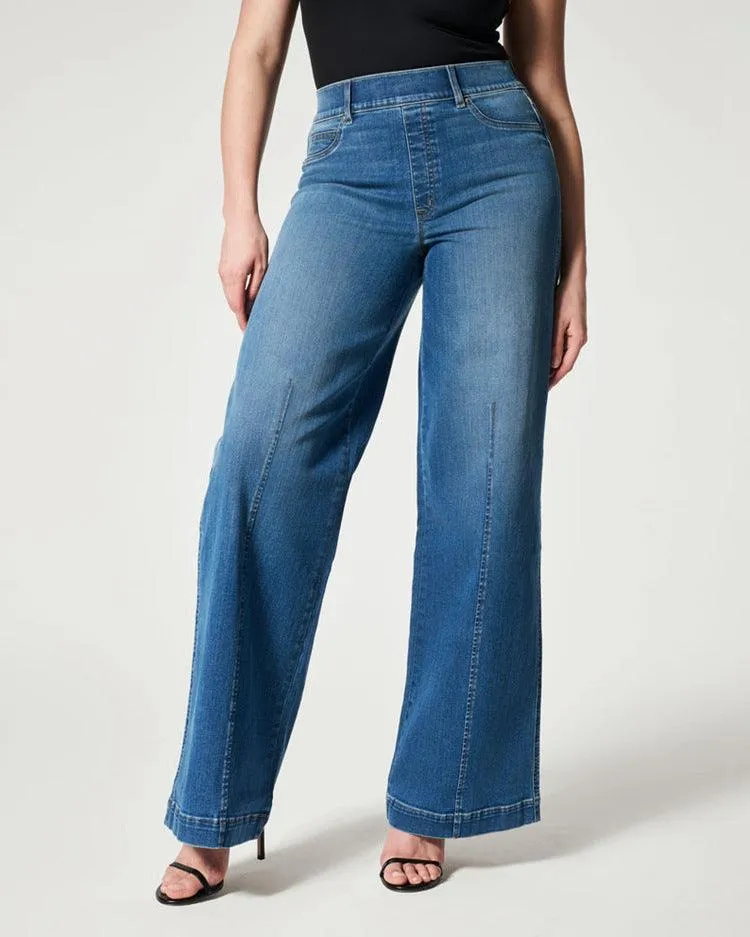 Women's High Waisted Wide Leg Pants – Mid Waist Straight Jeans Trousers