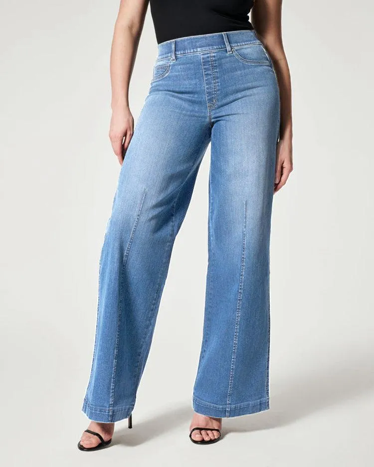 Women's High Waisted Wide Leg Pants – Mid Waist Straight Jeans Trousers