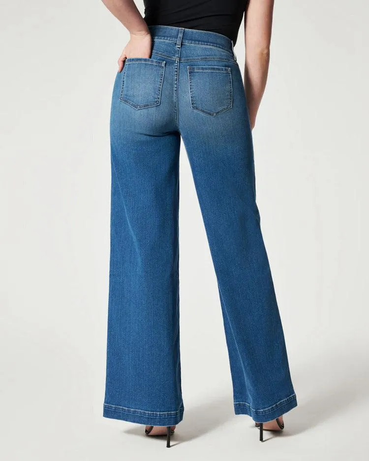 Women's High Waisted Wide Leg Pants – Mid Waist Straight Jeans Trousers