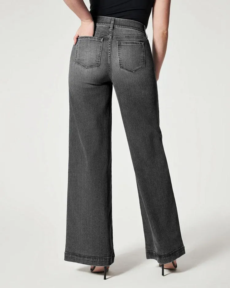 Women's High Waisted Wide Leg Pants – Mid Waist Straight Jeans Trousers