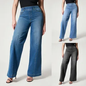 Women's High Waisted Wide Leg Pants – Mid Waist Straight Jeans Trousers