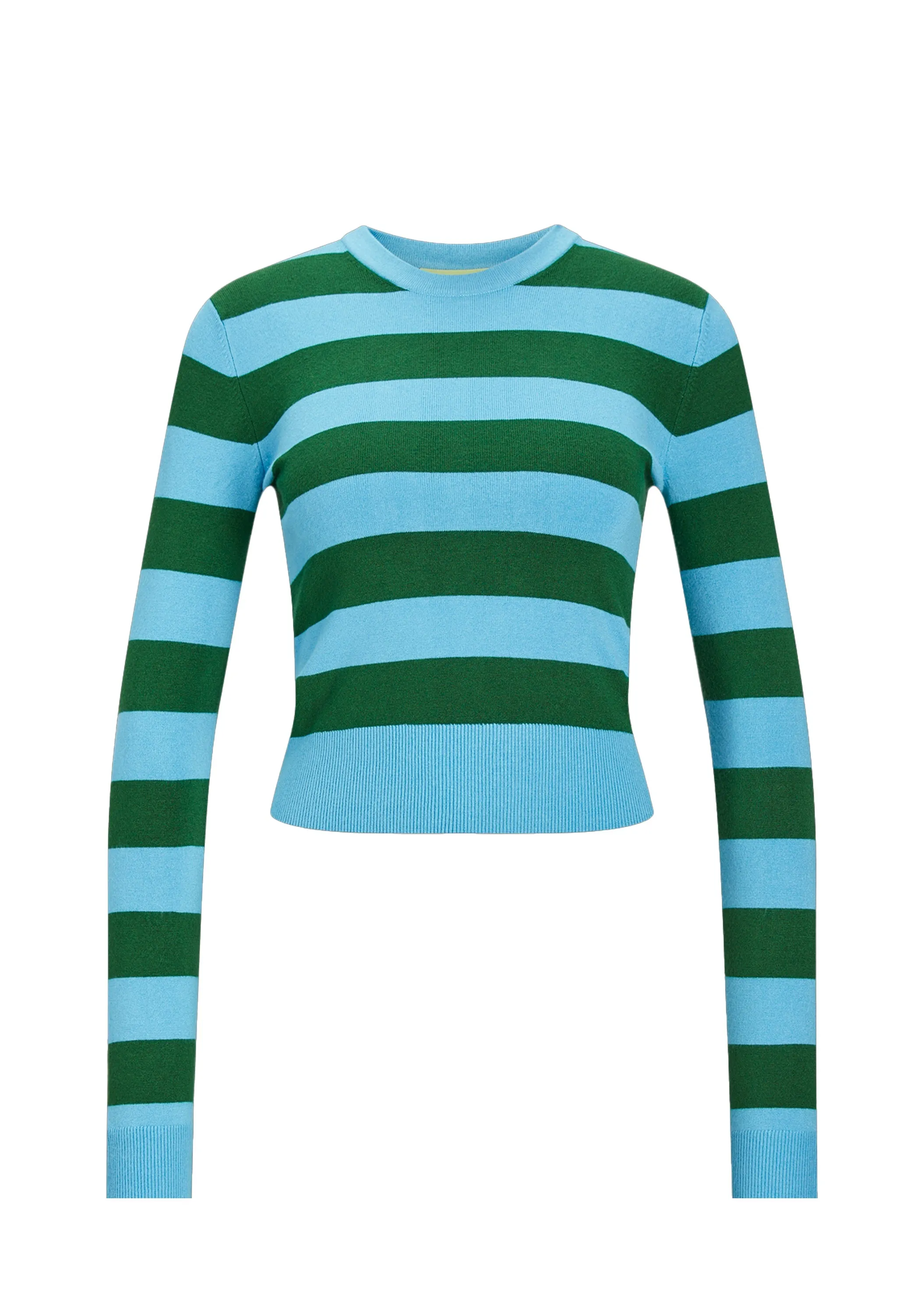 Women's Striped Ribbed Sweater,Blue/Green