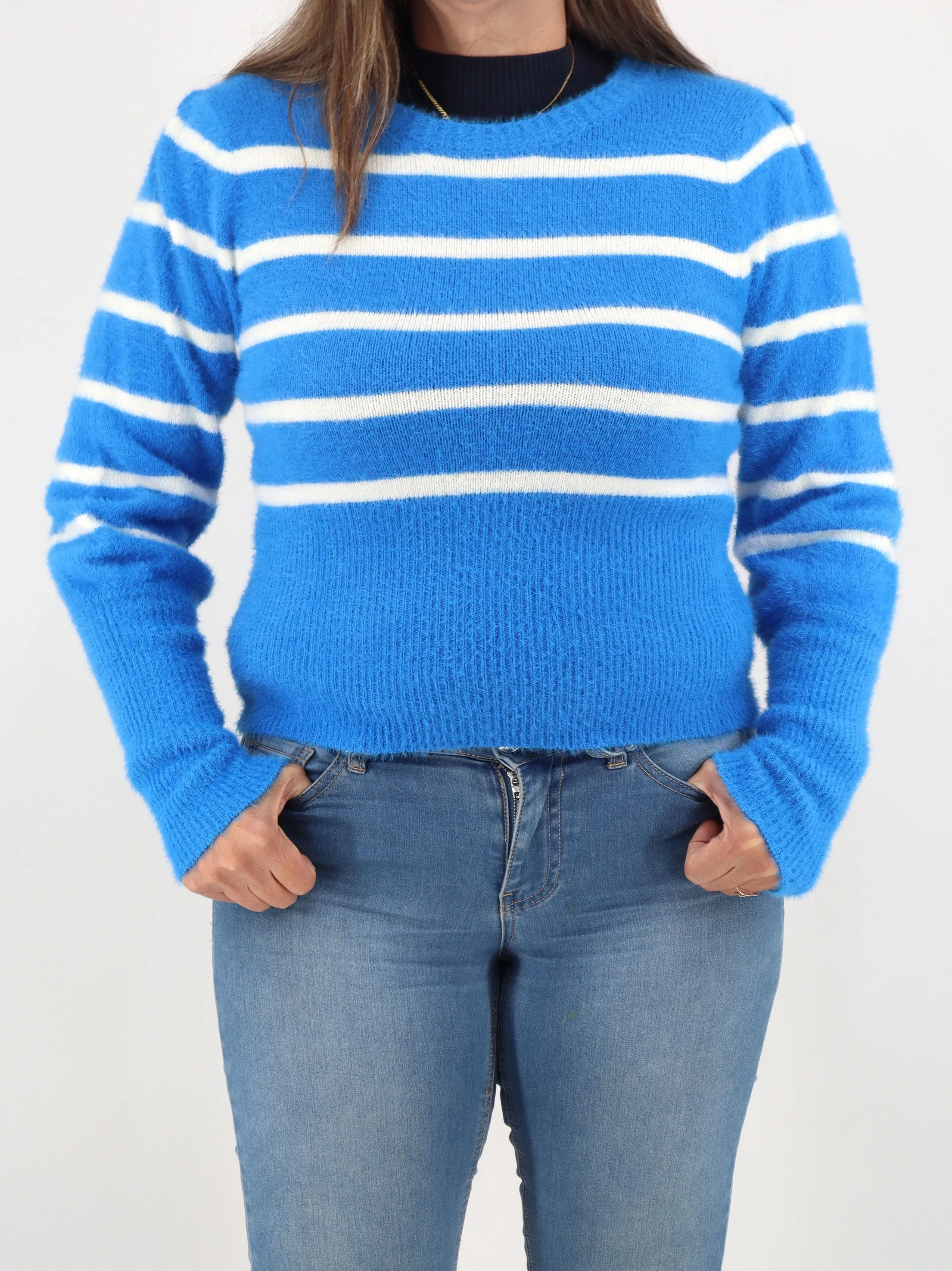 Women's Striped Sweater,Blue