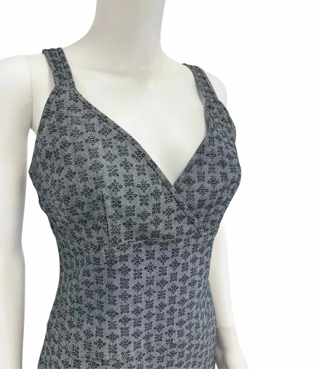 WORTH Blue Denim Print Sleeveless Dress Size 6