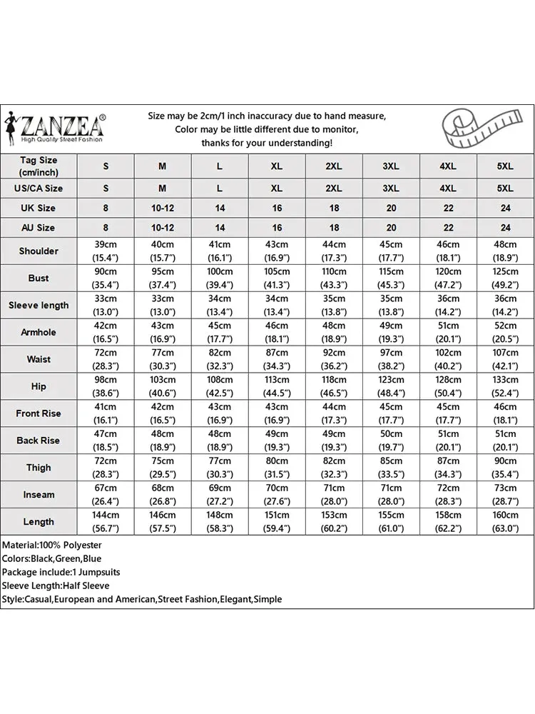 ZANZEA 2024 Summer Elegant Women Jumpsuits Overalls Ruffled Half Sleeve Long Rompers Office Commuting Wide Leg Pants Playsuits
