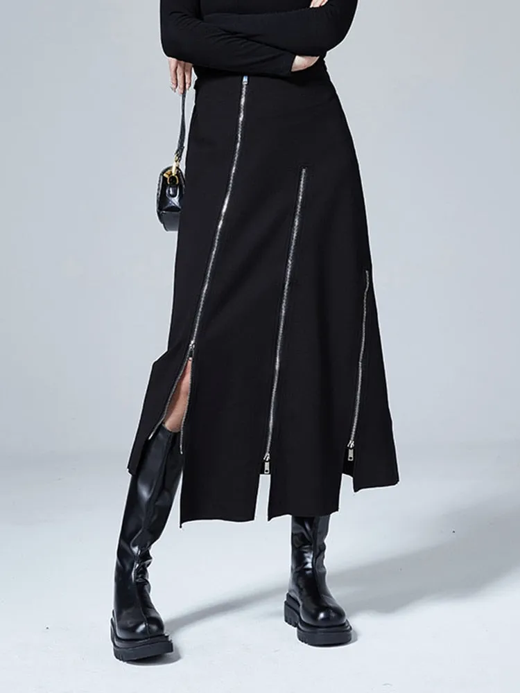 Zipper Irregular Design Half-body Skirt