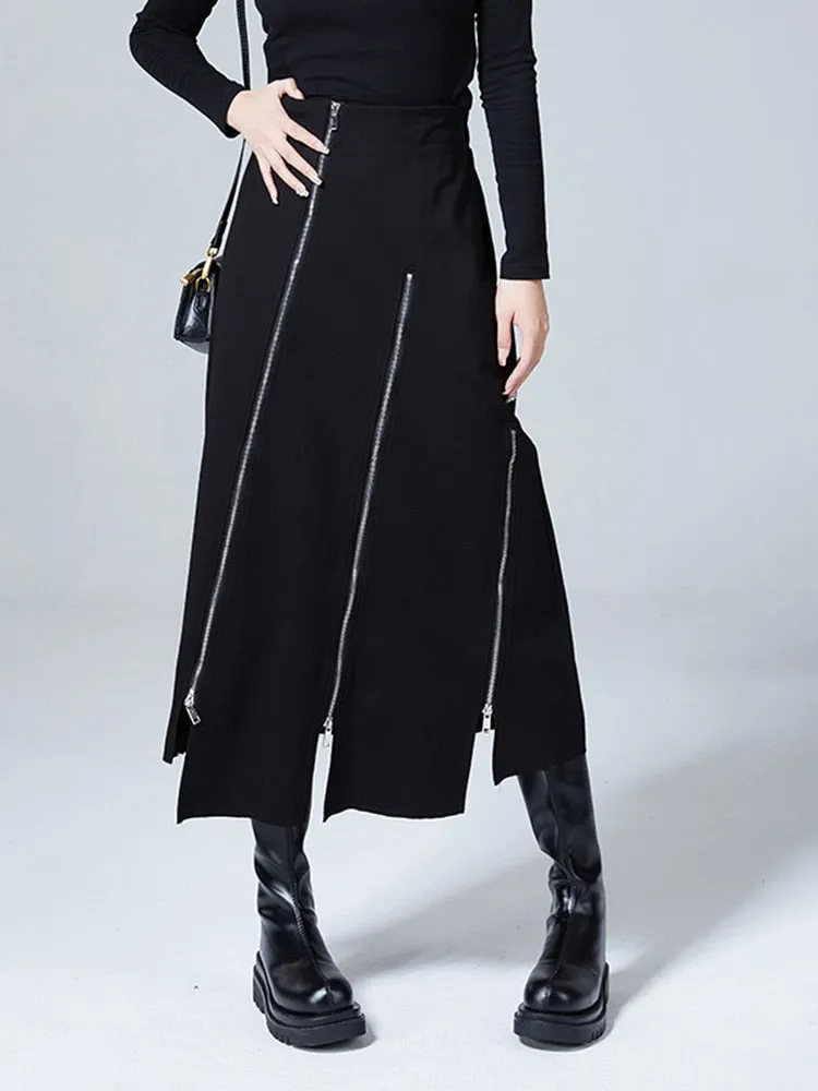 Zipper Irregular Design Half-body Skirt
