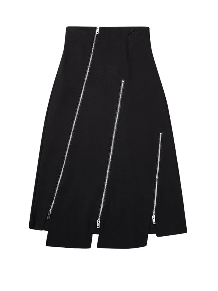Zipper Irregular Design Half-body Skirt