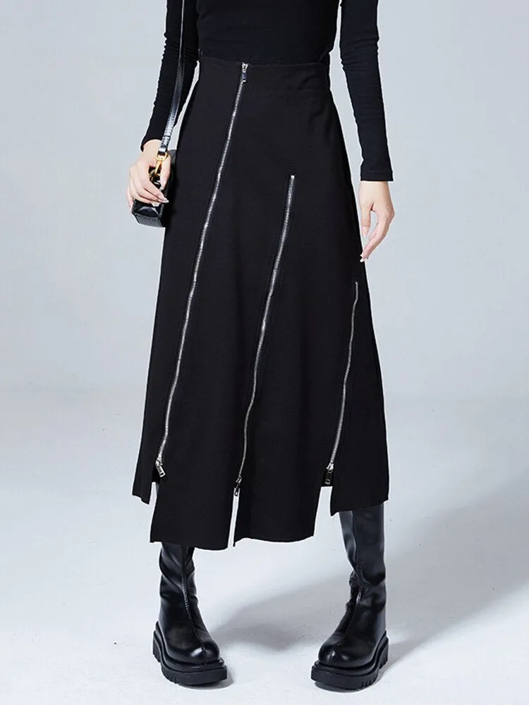 Zipper Irregular Design Half-body Skirt